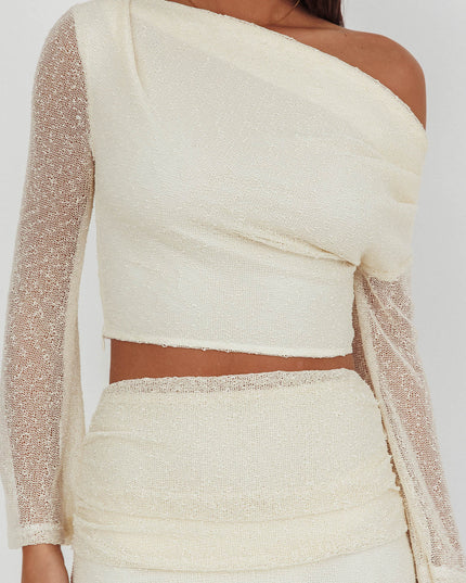 Butter Asymmetric Shoulder Crop Top