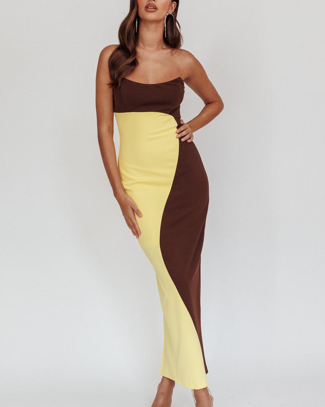 Yellow Strapless Maxi Dress Cedar