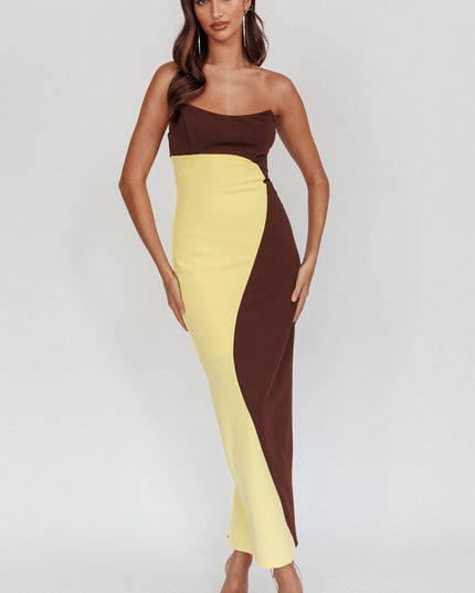 Yellow Strapless Maxi Dress Cedar