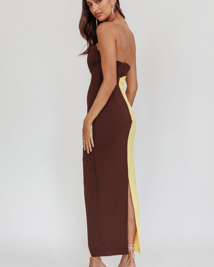 Yellow Strapless Maxi Dress Cedar