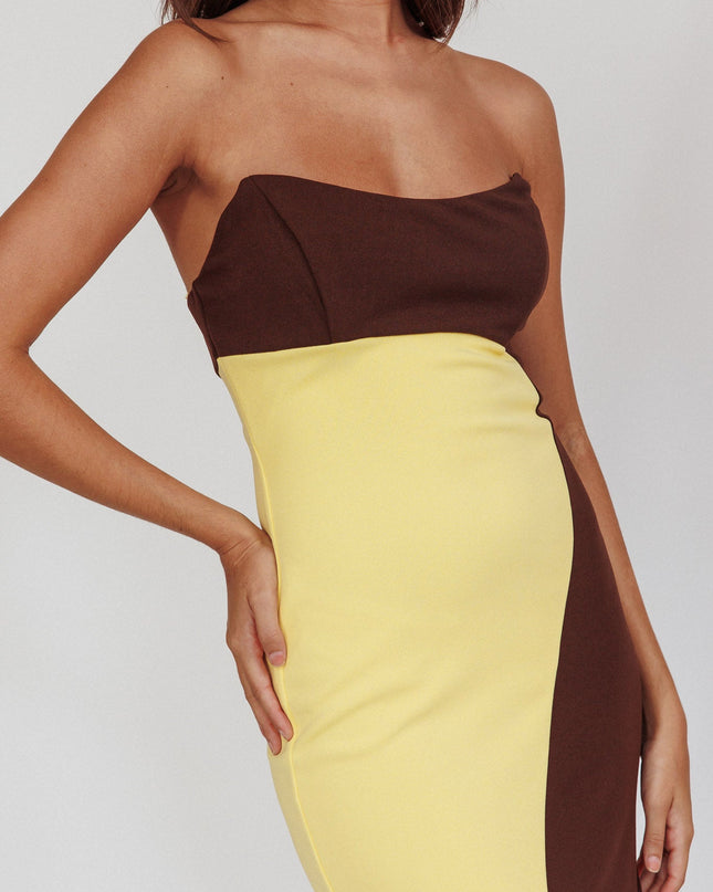 Yellow Strapless Maxi Dress Cedar
