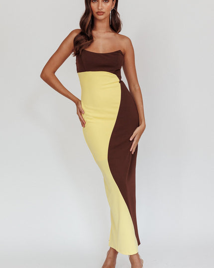 Yellow Strapless Maxi Dress Cedar
