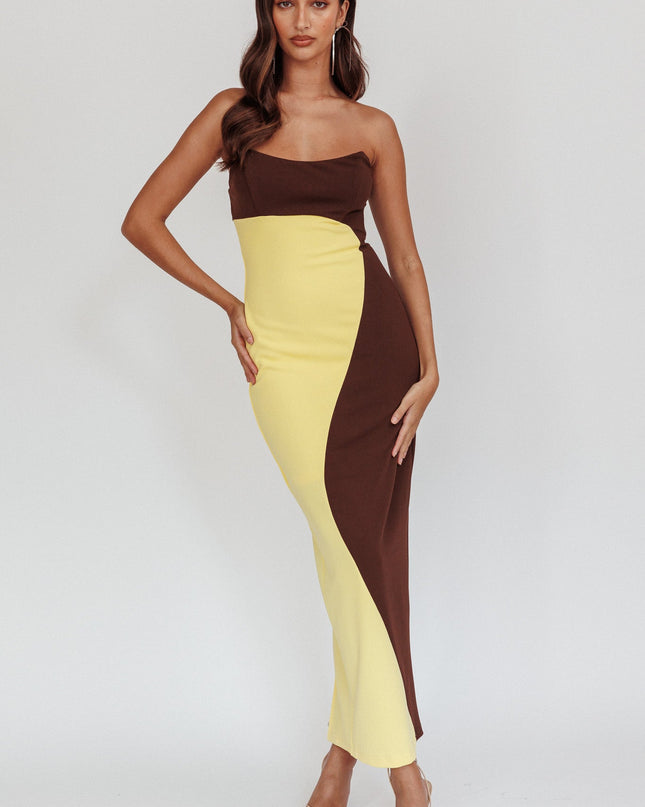 Yellow Strapless Maxi Dress Cedar