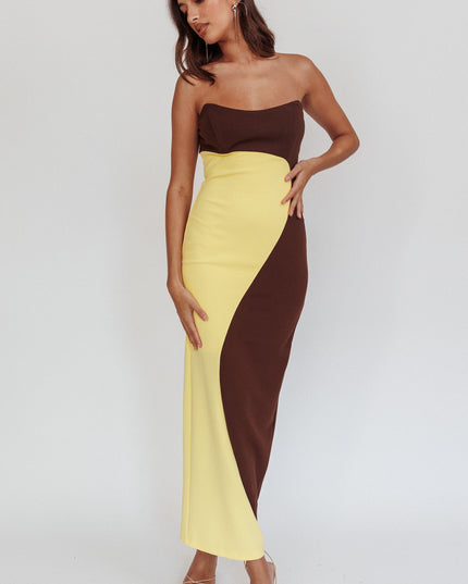 Yellow Strapless Maxi Dress Cedar