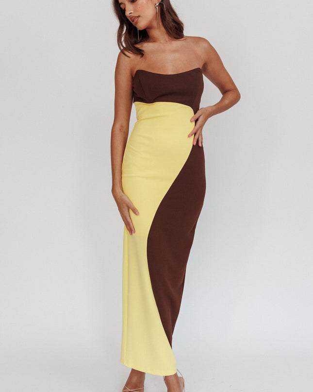 Yellow Strapless Maxi Dress Cedar
