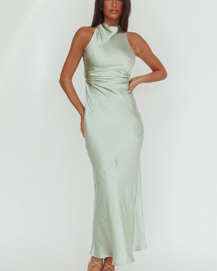 Pistachio Criss-Cross Back Maxi Dress