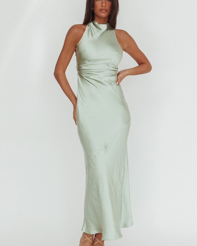 Pistachio Criss-Cross Back Maxi Dress