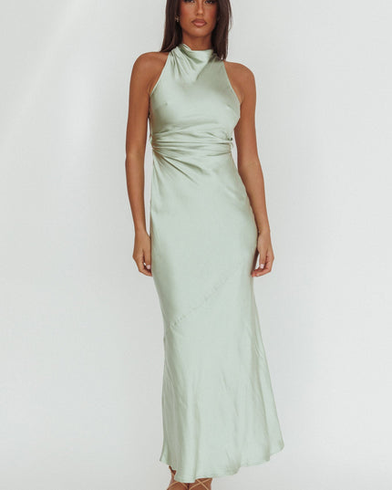 Pistachio Criss-Cross Back Maxi Dress