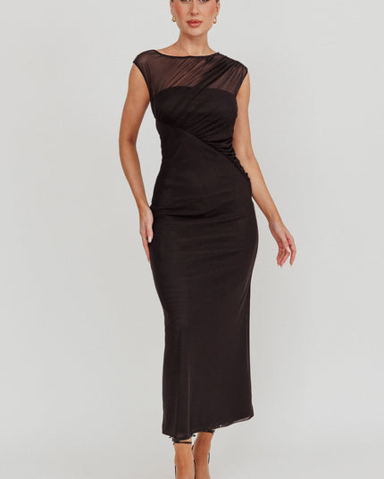 Black Mesh Sleeveless Maxi Dress