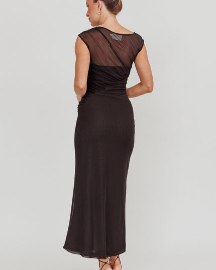 Black Mesh Sleeveless Maxi Dress