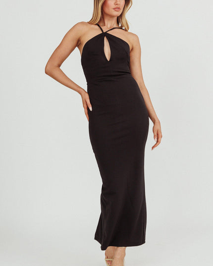 Black Backless Bodycon Maxi Dress