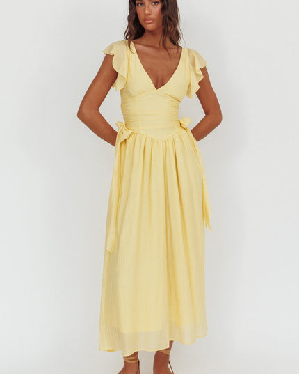 Banana Waist Bows Maxi Dress
