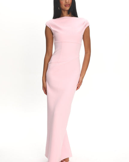 Pink Cap Sleeve Maxi Dress Textured