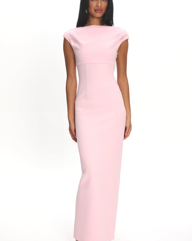 Pink Cap Sleeve Maxi Dress Textured