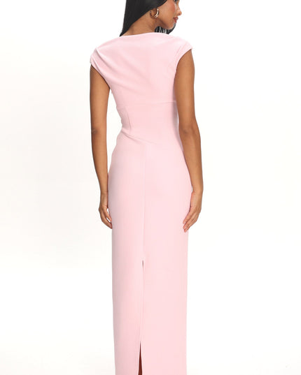 Pink Cap Sleeve Maxi Dress Textured