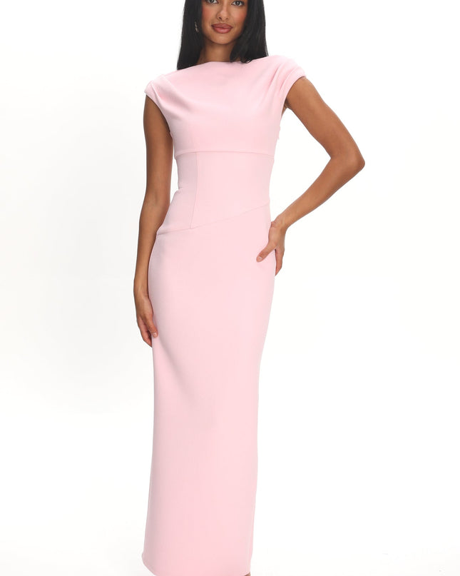 Pink Cap Sleeve Maxi Dress Textured