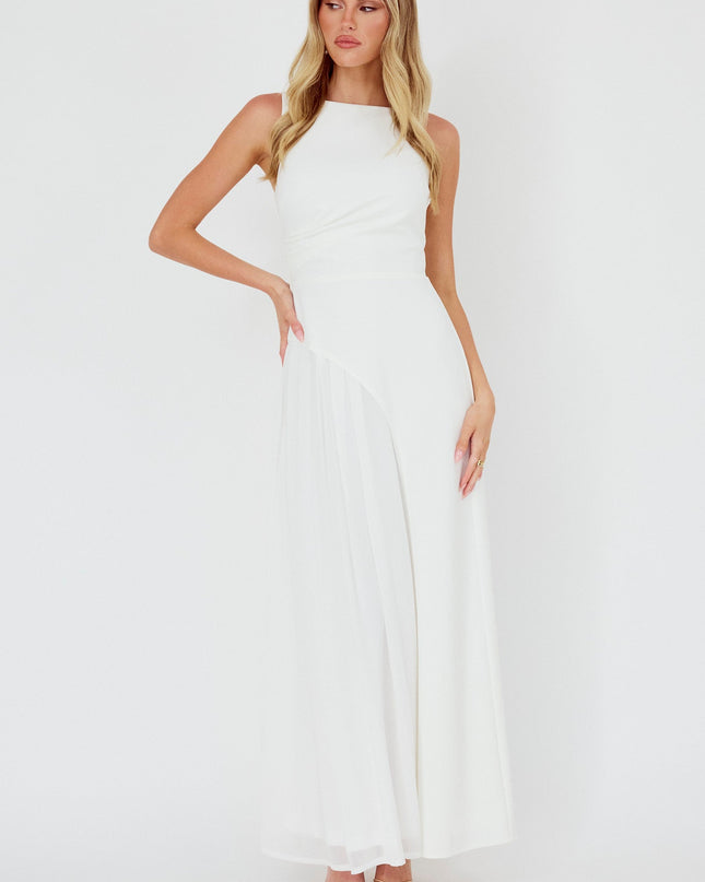 Off White Pleat Detail Maxi Dress