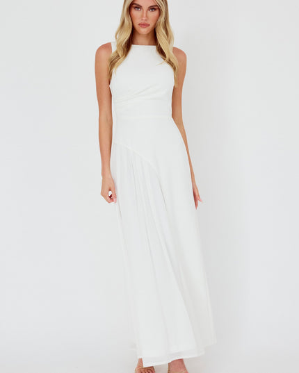 Off White Pleat Detail Maxi Dress