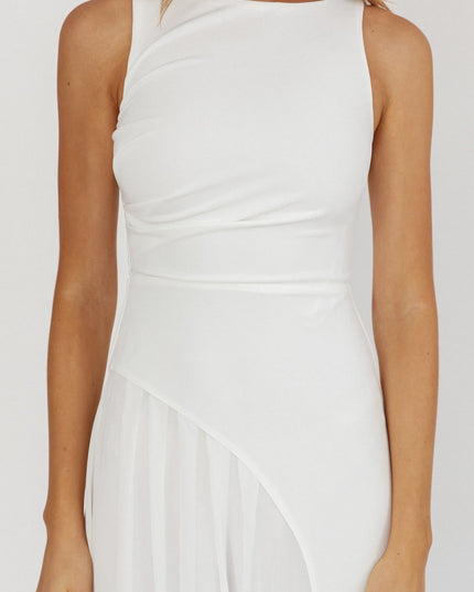 Off White Pleat Detail Maxi Dress