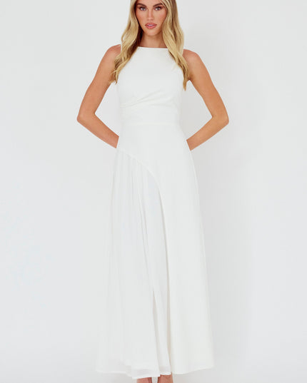 Off White Pleat Detail Maxi Dress