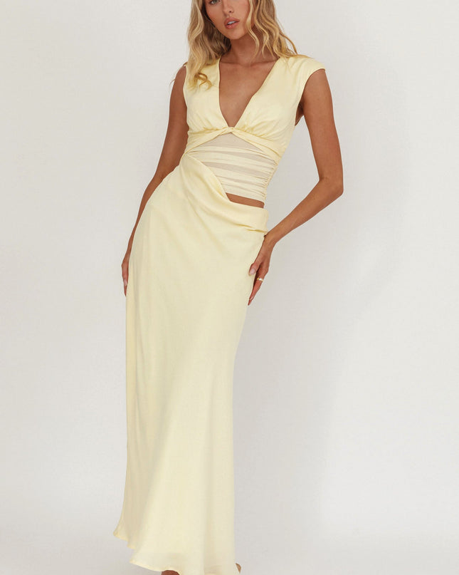 Butter Sun Gaze Sheer Ruched Waist Maxi Dress