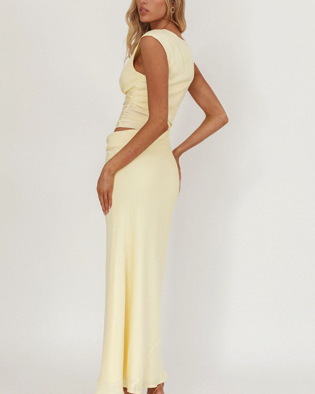 Butter Sun Gaze Sheer Ruched Waist Maxi Dress