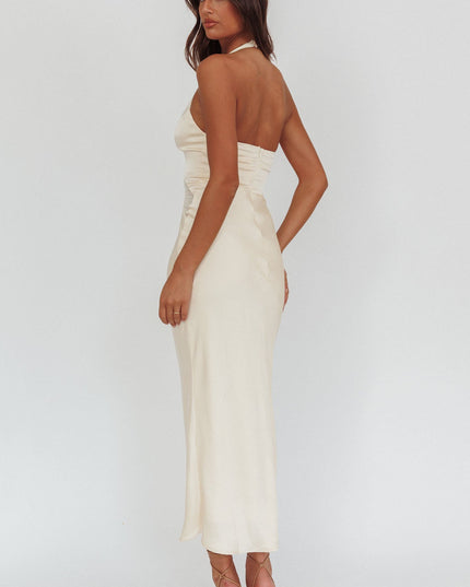 Butter Sheer Panel Halter Maxi Dress