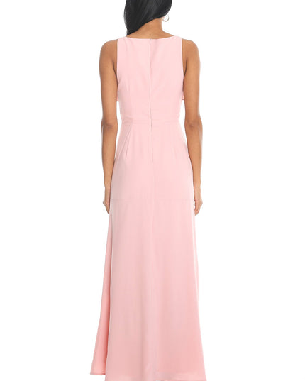 Pink Ruffle Trim Maxi Dress