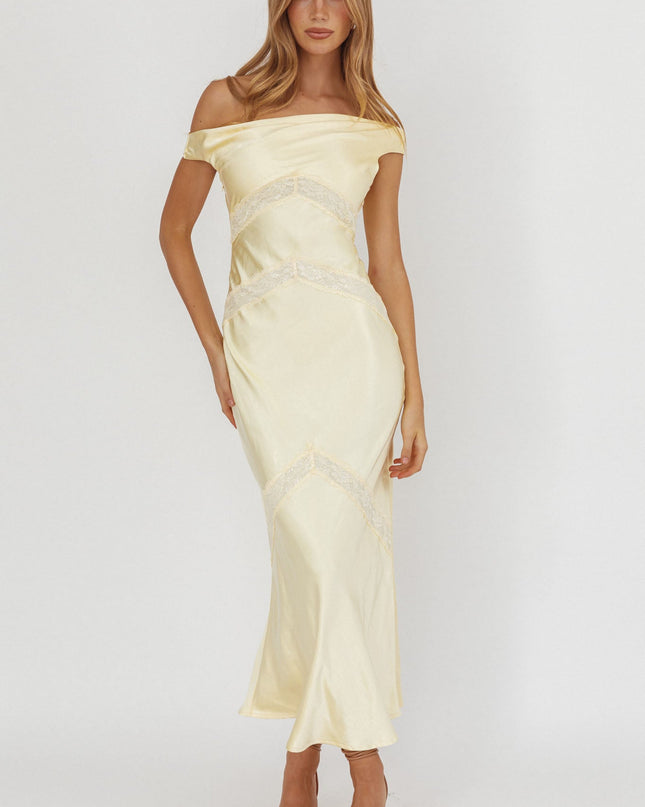 Butter Off-Shoulder Lace Trim Maxi Dress
