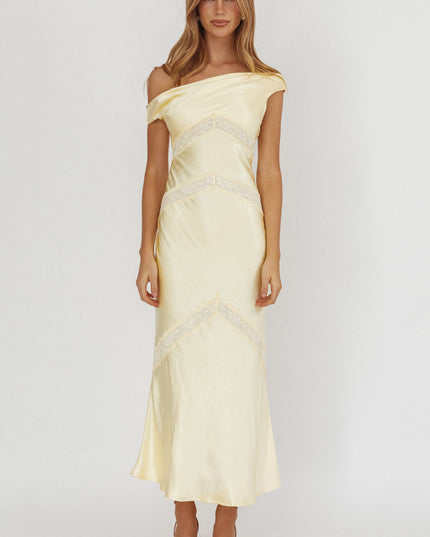 Butter Off-Shoulder Lace Trim Maxi Dress