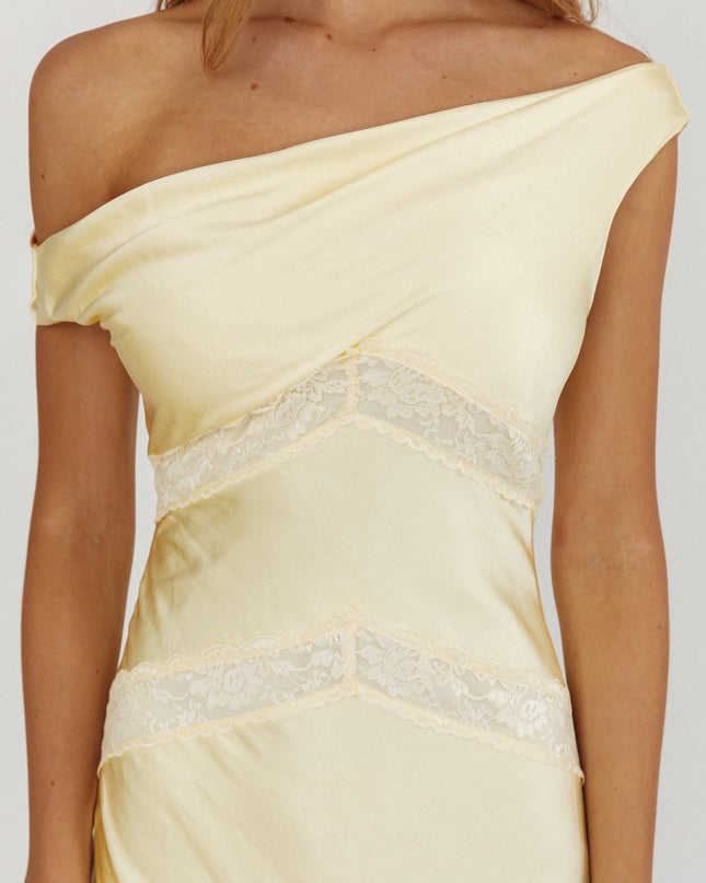 Butter Off-Shoulder Lace Trim Maxi Dress