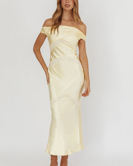 Butter Off-Shoulder Lace Trim Maxi Dress