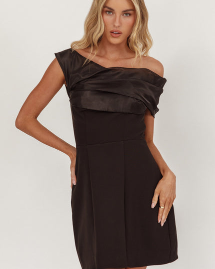 Black Off-Shoulder A-Line Mini Dress
