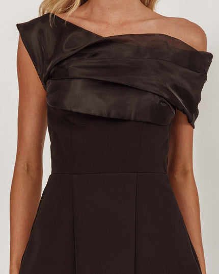 Black Off-Shoulder A-Line Mini Dress