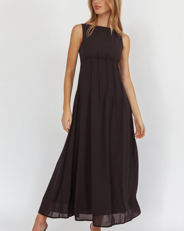 Black Pleat Maxi Dress