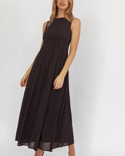 Black Pleat Maxi Dress
