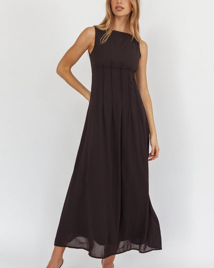 Black Pleat Maxi Dress