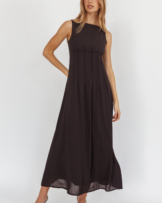 Black Pleat Maxi Dress