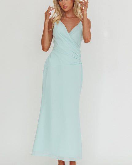 Blue Gathered Waist Maxi Dress Tiffany