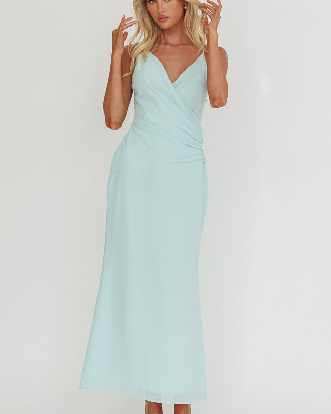 Blue Gathered Waist Maxi Dress Tiffany