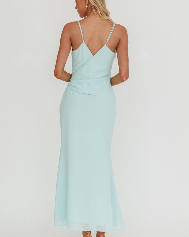 Blue Gathered Waist Maxi Dress Tiffany