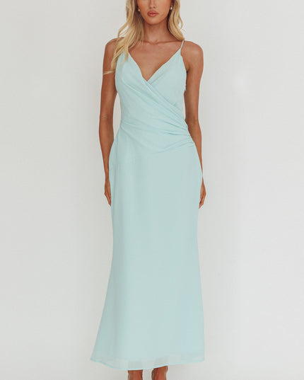 Blue Gathered Waist Maxi Dress Tiffany