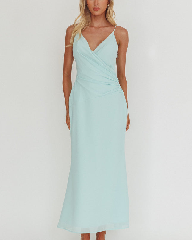 Blue Gathered Waist Maxi Dress Tiffany