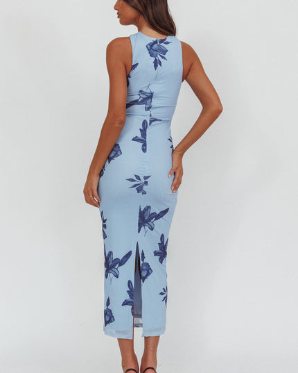 Blue Gold Link Neckline Maxi Dress Lily