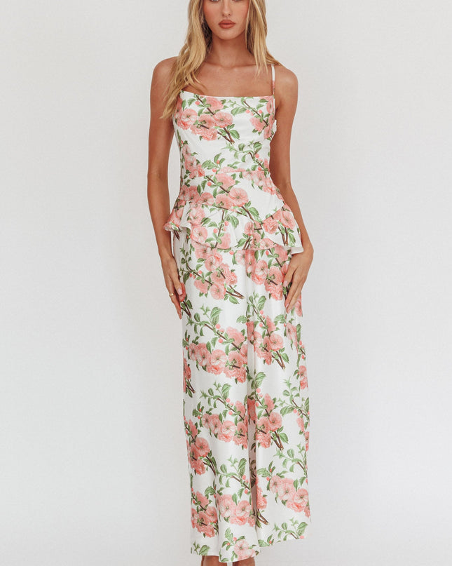 Blush Ruffle Waist Maxi Dress Floral