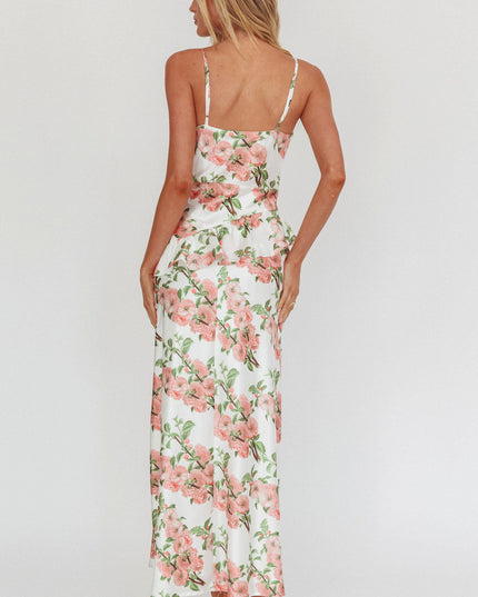 Blush Ruffle Waist Maxi Dress Floral