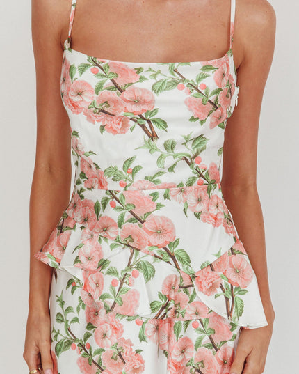 Blush Ruffle Waist Maxi Dress Floral