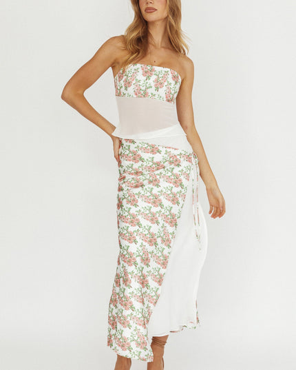 Blush Wrap Front Maxi Skirt Floral