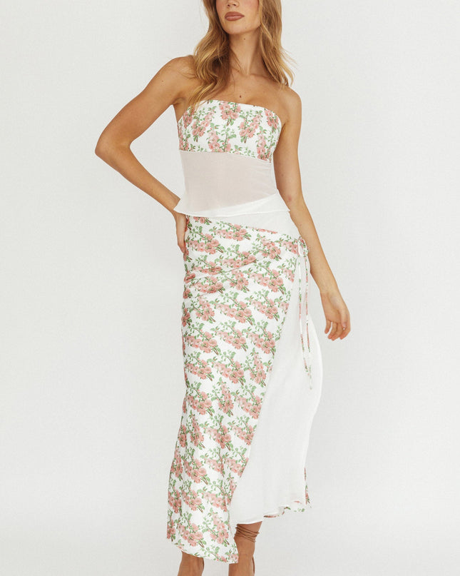 Blush Wrap Front Maxi Skirt Floral