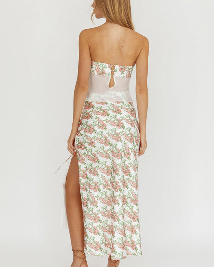 Blush Wrap Front Maxi Skirt Floral